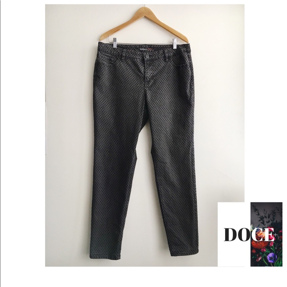 STYLE & CO Velvet Polka Dot Curvy Skinny Jeans
